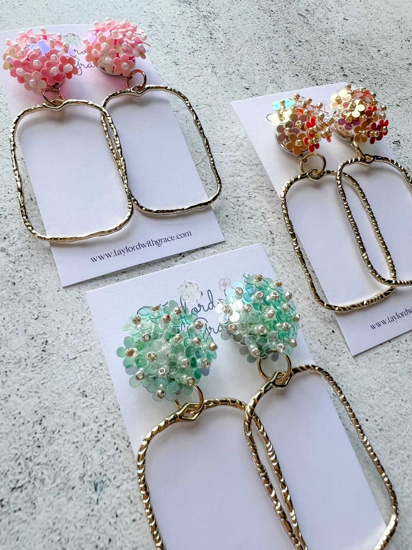Gold Hammered Rectangle Earrings