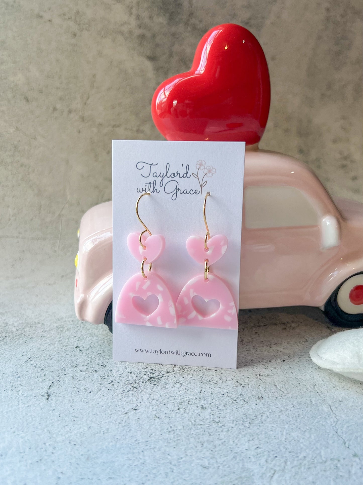 Double Heart Dangle Earrings