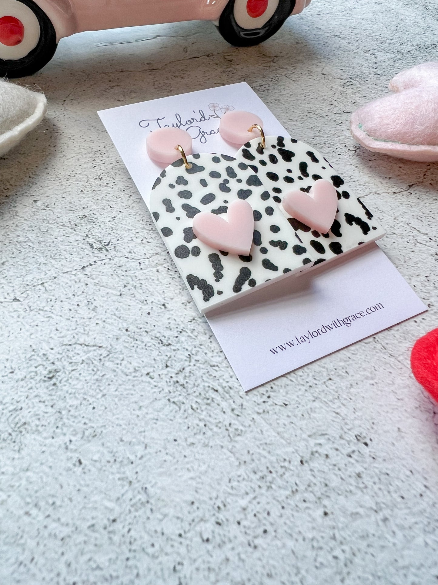 Polka Dot Heart Earrings
