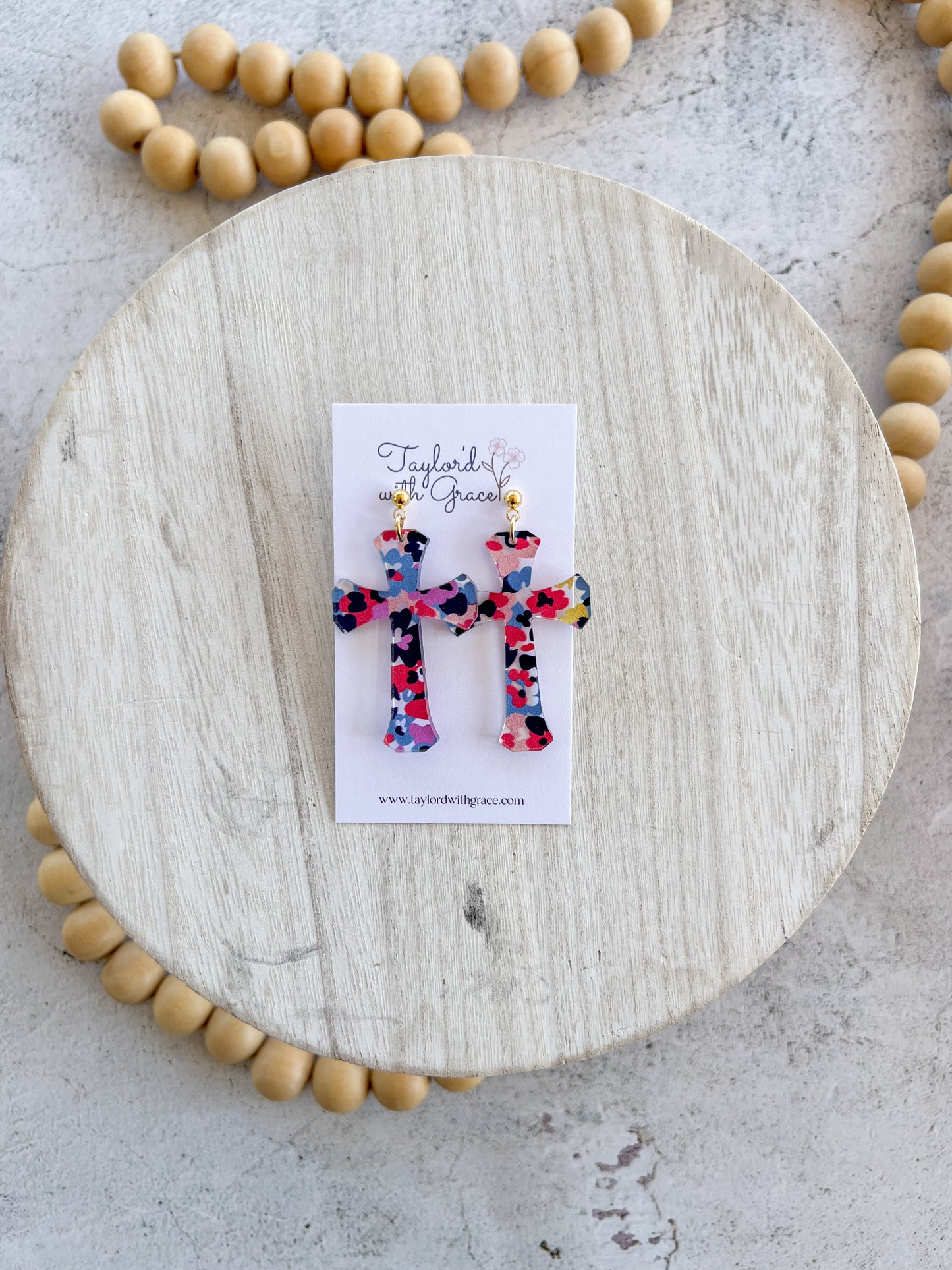 Pattern Cross Earrings