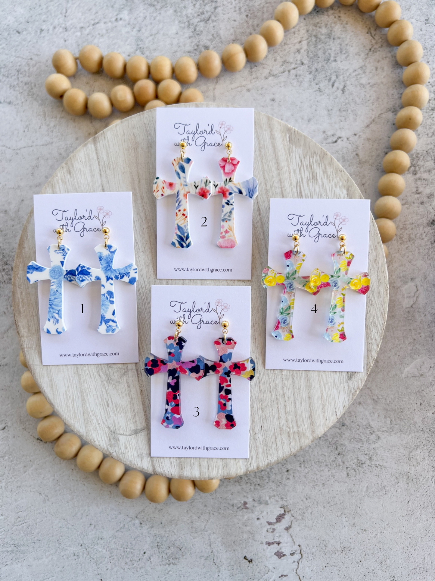 Pattern Cross Earrings