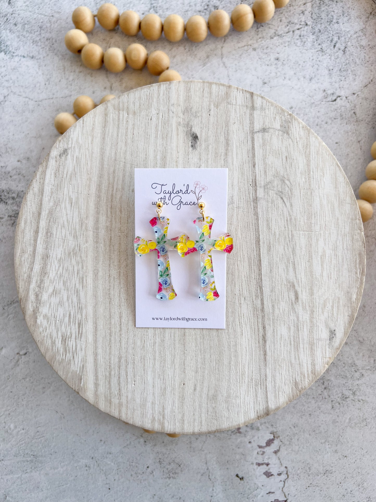 Pattern Cross Earrings