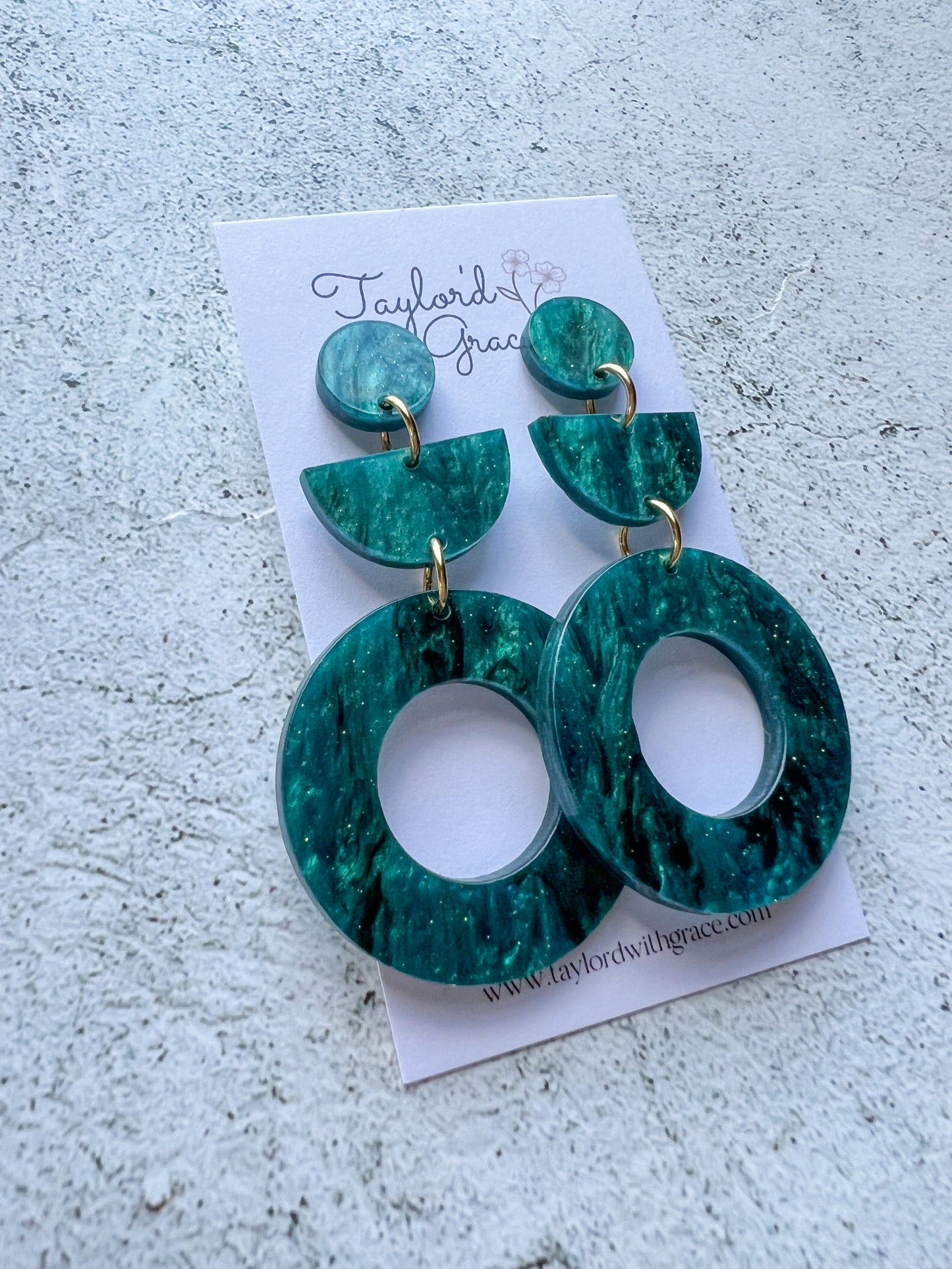 Green Shimmer Triple Dangle Earrings
