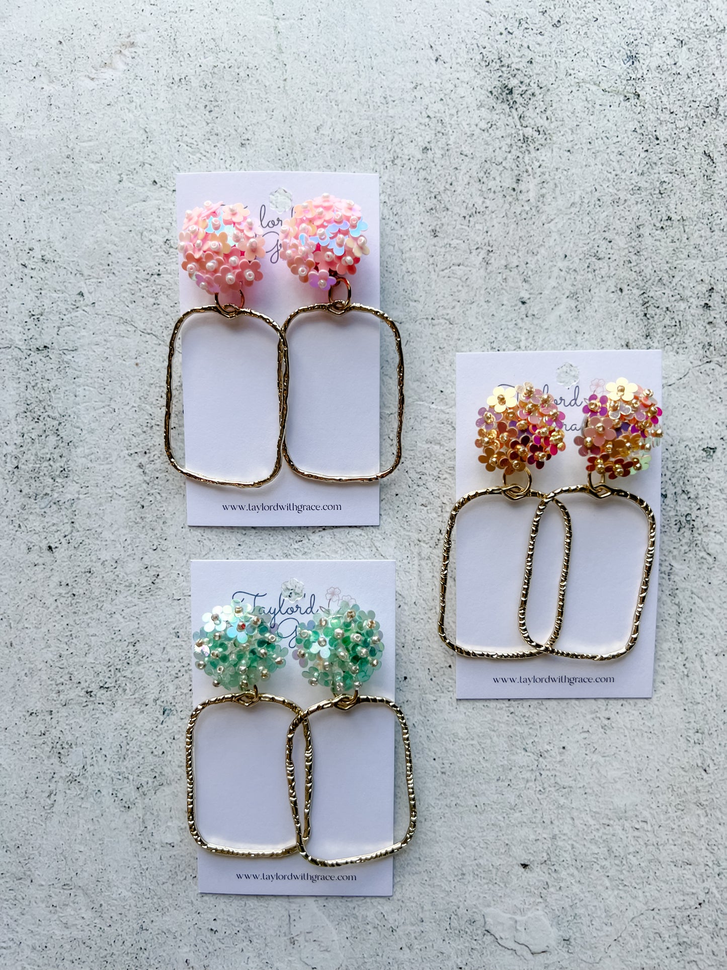 Gold Hammered Rectangle Earrings