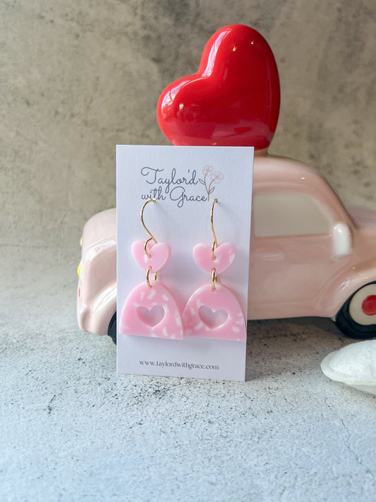 Double Heart Dangle Earrings