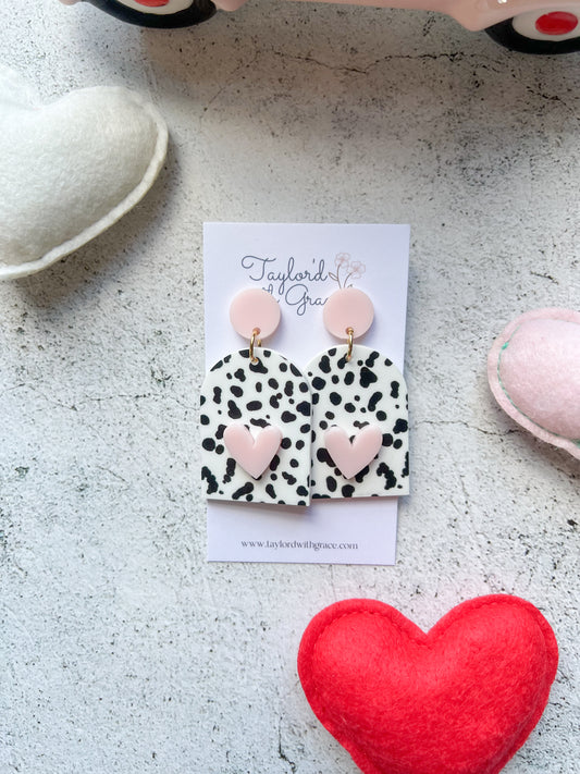 Polka Dot Heart Earrings