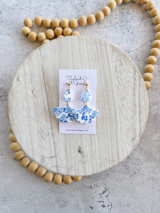 Scallop Drop Chinoiserie Earrings