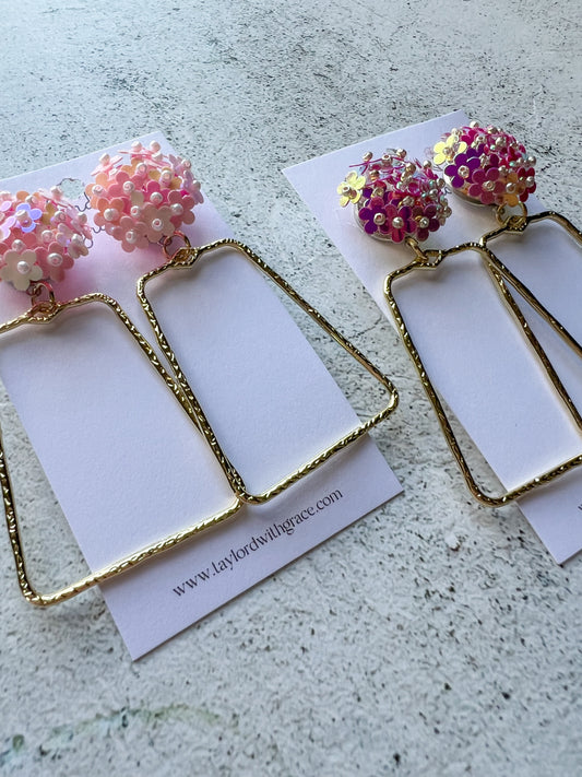Gold Hammered Trapezoid Earrings
