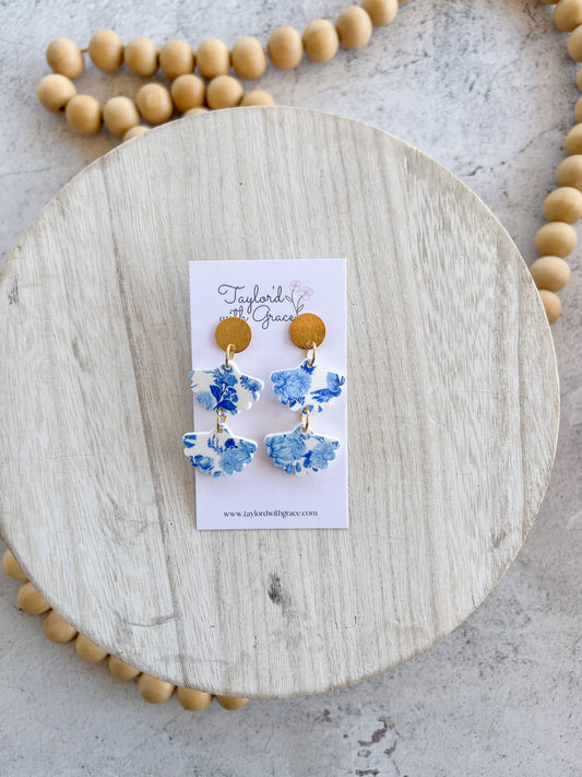 Double Scallop Chinoiserie Earrings