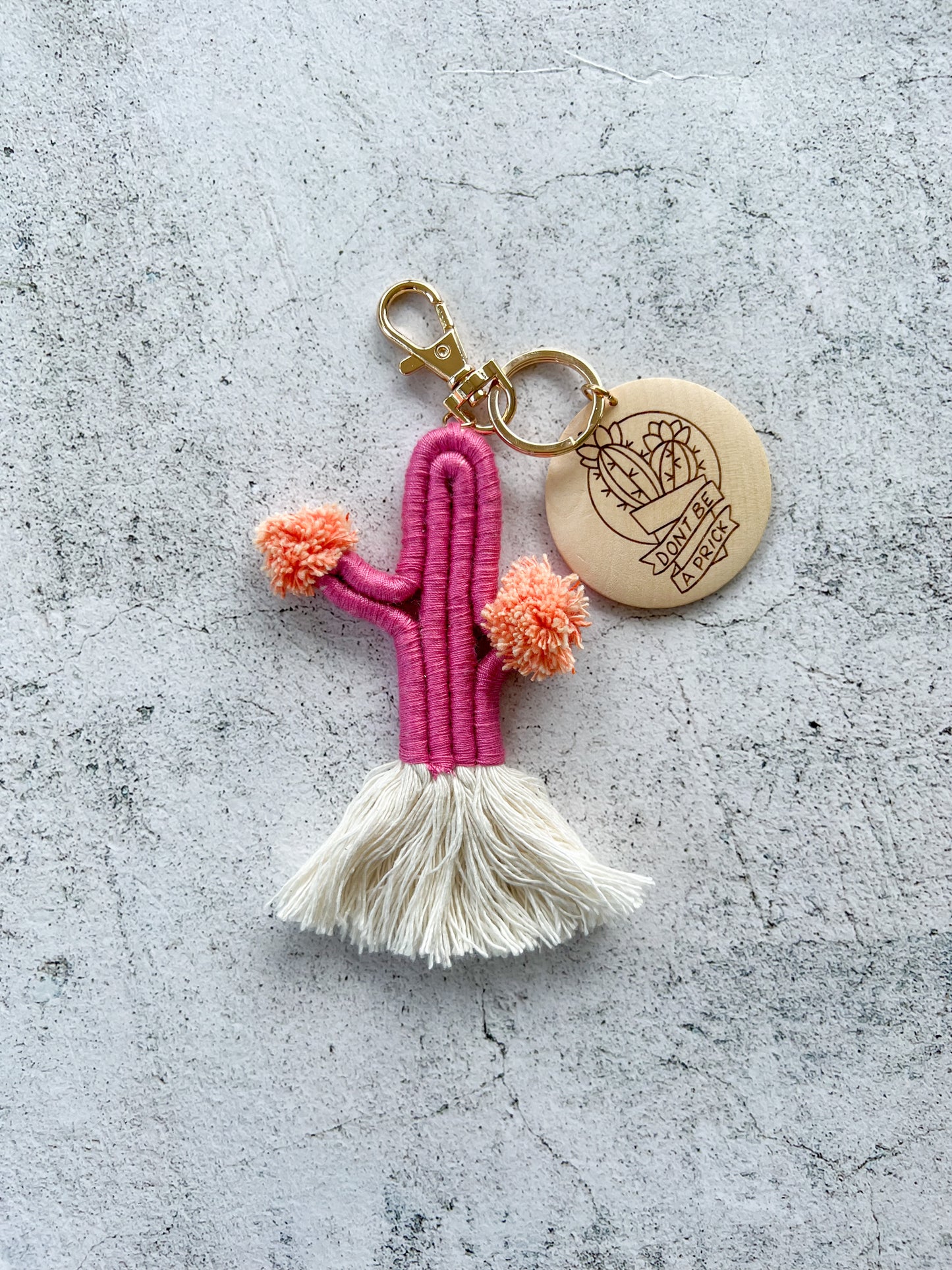Pink Cactus Keychain